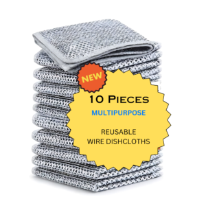 Shamzah Pack Of 10 Reusable Non Scratch Wire Dish Cloth for kitchen Multipurpose Wire Dishwashing Rags For Wet And Dry Cleaning Scrubber Dish Cloth